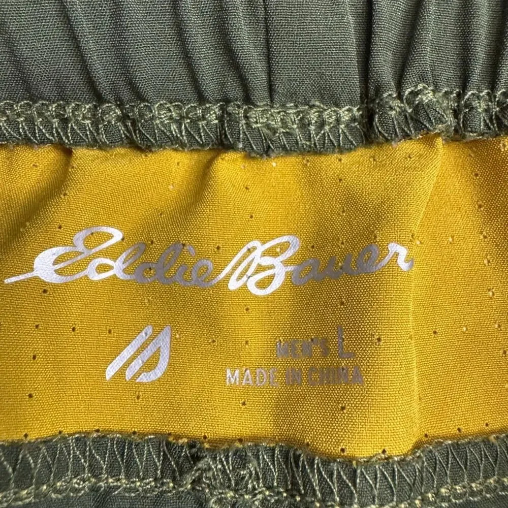 Eddie Bauer Men's Size Large Green‎ Yellow Freedry Swim Trunk Shorts